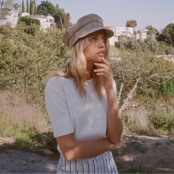 NEW Lack of Color “Lola” Taupe Suede Newsboy hat - Picture 2 of 10